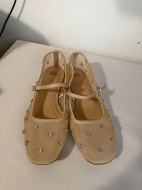 wild fable Beige Embellished Mary Jane Flats